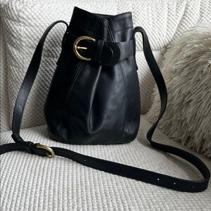 Vintage Coach 4156 Black Leather Crossbody Bucket Bag
